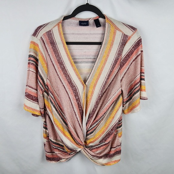 Daytrip Tops - Daytrip Womens Striped Surplice Twist Top M Boho Chic Bohemian Gypsy Fairy